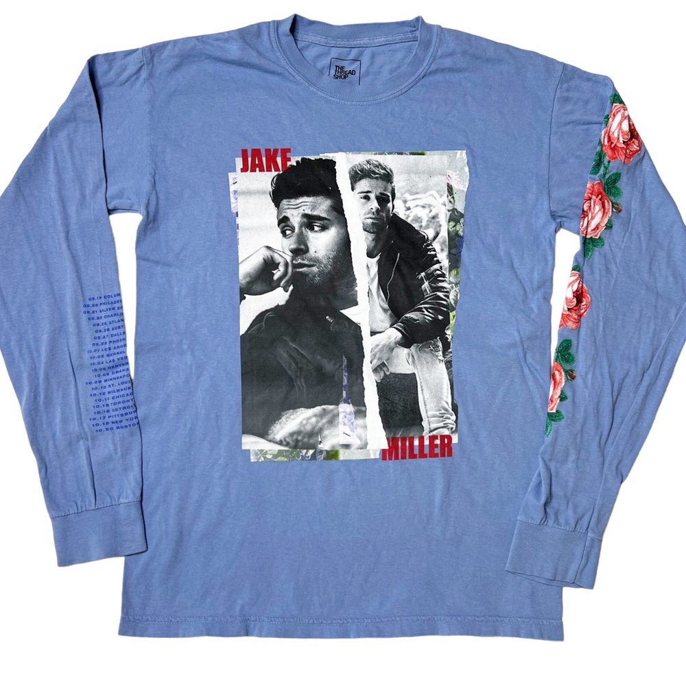 NWOT Jake Miller Portrait Tour Long Sleeve Graphic T-Shirt Blue Women’s Sz S